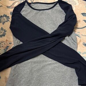 Gray and navy Women's long sleeve top